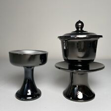 Buddhism Dark Metal Water & Rice Cups With Removable Tray For Butsudan for sale  Shipping to South Africa