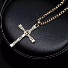 Unisex Chain Necklace Gold Crystal Cross Pendant Rosary Jesus Chunky Steel Gifts for sale  LONDON