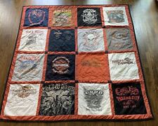 Used, Harley Davidson T Shirt Quilt Square Blanket Vintage 80 X 74 Biker Throw Decor for sale  Shipping to South Africa