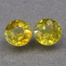 Pair 2pcs/1.25ct t.w 5.2mm Round Natural Greenish Yellow Sphene, Super Sparkles for sale  Shipping to South Africa