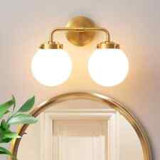 Deyidn 2-Light Gold Bathroom Bathroom Vanity Light w/ Opal Glass Shades, used for sale  Shipping to South Africa