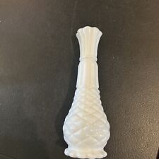 Vintage Anchor Hocking White Milk Glass Diamond Pineapple 9" Tall Bud Vase, used for sale  Shipping to South Africa