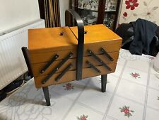 VINTAGE WOODEN  CANTILEVER SEWING BOX . for sale  Shipping to South Africa