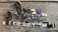 Vintage Junk Drawer Lot Antique Tool Tape Measure Military Belts Medals Pins for sale  Shipping to South Africa