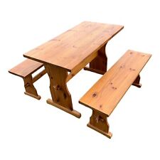 Used, Pine, Distressed  Farmhouse Style Dining Table and Benches  112cm Long 74cm High for sale  Shipping to South Africa