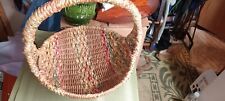 Cesta de mimbre multicolor hecha a mano vintage tejida bobina colorida, usado segunda mano  Embacar hacia Argentina