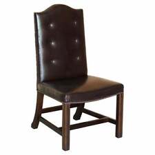 RRP £4,170 GEORGE SMITH BUTTONED SIDE OCCASIONAL OFFICE DESK CHAIR BROWN LEATHER for sale  Shipping to South Africa