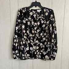 Nordstrom Black Floral Twist Neck Blouse Size XS for sale  Shipping to South Africa