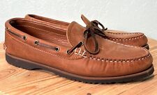 Mocassins masculinos Quoddy couro marrom canoa barco solas Vibram tamanho 11.5, usado comprar usado  Enviando para Brazil