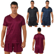 Conjunto de pijama masculino cetim sedoso manga curta camiseta shorts roupa de dormir roupa íntima comprar usado  Enviando para Brazil