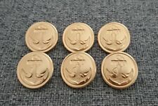 6 x Large Gold Tone 29mm Metal Buttons Vintage Nautical Anchor Sailor Style for sale  Shipping to South Africa