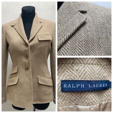 Blazer RALPH LAUREN lã espinha de peixe, seda bege ajustado tamanho 6 EUA, P-M comprar usado  Enviando para Brazil