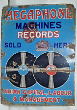Usado, Placa de placa antiga vintage megafone máquina discos vendidos aqui porcelana esmalte comprar usado  Enviando para Brazil