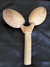 Chocalho de coco duplo 10” raro 2 agitador de coco anão 6” cabo de madeira feito à mão , usado comprar usado  Enviando para Brazil