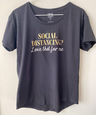 Usado, Verdadeira Camiseta Artesanal Mulheres Tamanho L "Distanciamento Social? Amo isso por mim" Top comprar usado  Enviando para Brazil