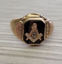 Used, Masonic Ring 10K Gold Antique Square & Compass Brown Onyx Stone Freemasonry for sale  Vail