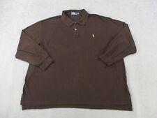 Camisa polo Ralph Lauren para hombre 4XB marrón manga larga golf poni informal, usado segunda mano  Embacar hacia Argentina
