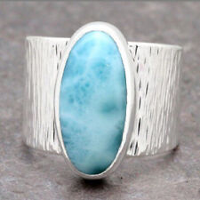Larimar Gemstone 925 Sterling Silver Ring Mother's Day Jewelry All Size AM-880, used for sale  Shipping to South Africa