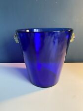 Vintage Ca’ Dei Vetrai Signed Murano Blue Glass Wine Champagne Cooler Ice Bucket, used for sale  Shipping to South Africa