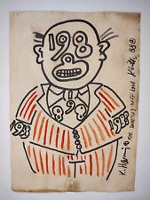 Papel de dibujo vintage de pintura Keith Haring firmado estampado segunda mano  Embacar hacia Argentina