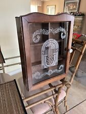 Curio Cabinet Glass Door Etched Juke Box Collectibles Display Hanging Wooden for sale  Shipping to South Africa