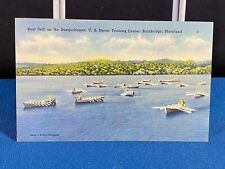 Usado, Taladro de barco del Centro Naval de los Estados Unidos Bainbridge Maryland postal de lino sin publicar década de 1940 segunda mano  Embacar hacia Argentina