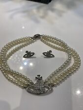 Used, Orb Pearl Choker And Crystal Earring Set for sale  BURNTISLAND