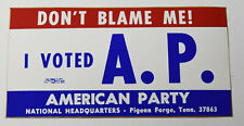 Adesivo vintage 1970 Don't Blame Me I Voted American Party Campaign  comprar usado  Enviando para Brazil