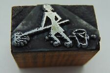 Vintage Printing Letterpress Printers Block Person Mopping Floor Mop Bucket  for sale  Shipping to South Africa