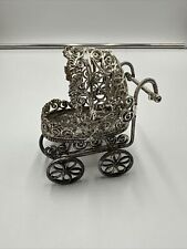 Rodas de transporte de bebê design antigo filigrana acabamento prata 3 1/2 polegadas movimento  comprar usado  Enviando para Brazil