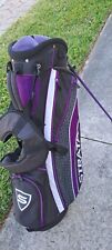 bolsa de suporte feminina golfe STRATA roxa preta 7 div alça de ombro todo com zíper trabalho comprar usado  Enviando para Brazil