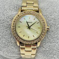 DKNY Watch Women Bracelet Gold tone Rhinestone NY8597 26mm New Battery for sale  Shipping to South Africa
