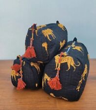 Bolso de tocador acolchado algodón estampado de tigre indio bolsa de almacenamiento de cosméticos de 3 piezas segunda mano  Embacar hacia Mexico