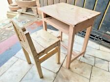 ANTIGUO JUEGO DE SILLA Y MESA DE COMEDOR DE MADERA MACIZA HECHO A MANO PARA NIÑOS/ESTUDIO INFANTIL , usado segunda mano  Embacar hacia Argentina