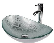 Bathroom Vessel Sink, Boat Shape Bathroom Artistic Glass Vessel Bowl Basin with for sale  Shipping to South Africa