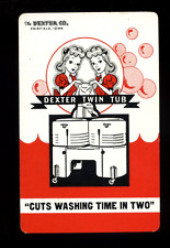 PLAYING CARD ADVERTISING DEXTER TWIN TUB WASHING MACHINE CUTS WASHING TIME for sale  Shipping to South Africa