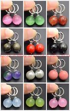 8/10/12mm Natural Multicolor Gemstone Round Beads Silver Leverback Earrings for sale  Shipping to South Africa