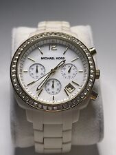 Michael Kors Wrist Watch MK-5187 White And Silver Discolored Band (Works) for sale  Shipping to South Africa