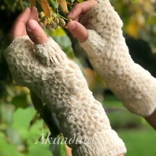 White knitted fingerless for sale  WEMBLEY