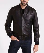 Men Black Real Leather Bomber Jacket Flight Aeroplane Lightweight Cabin Crew New, used for sale  Shipping to South Africa