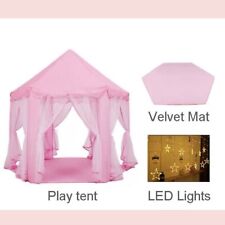Tienda de campaña para niños interior casa castillo princesa rosa con luces LED y tapete segunda mano  Embacar hacia Argentina