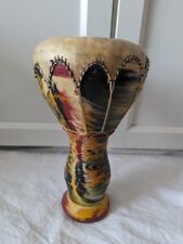 Vintage tunezyjski bęben z gliny afrykańskiej typu djembe - wysokość 8 cali, średnica 5 cali na sprzedaż  Wysyłka do Poland