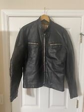 Vintage Excelled USA Black Leather Cafe Racer Style Biker Jacket Size 40, used for sale  Shipping to South Africa