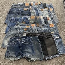 Lote por atacado de 35 shorts jeans masculinos femininos estilo corte tamanhos mistos marcas comprar usado  Enviando para Brazil