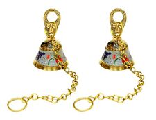 Brass Puya Pendant Room Bell with Chain Set of 2, Temple Office for sale  Shipping to South Africa
