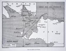 1880 Tour du Monde Map - Selat Sunda Strait - Sumatra Java Batavia Telok Betong til salgs  Frakt til Norway