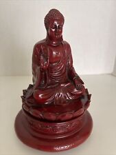 Chinese Buddha Statue Figurine Meditation Antiqued Red Resin 8” Tall for sale  Shipping to South Africa