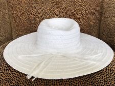 Chapéu de praia feminino sol aba larga flexível tecido ráfia branco piscina leve comprar usado  Enviando para Brazil