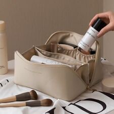 Bolso cosmético de viaje grande para mujer organizador de maquillaje de cuero kit de tocador bolsas segunda mano  Embacar hacia Argentina