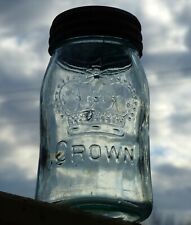 Antique Canadian ground lip midget 'CROWN' fruit canning jar FREE SHIPPING!  for sale  Canada
